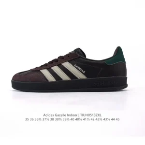 Adidas Originals Gazelle Indoor Retro Leather Sneakers with Gum Sole