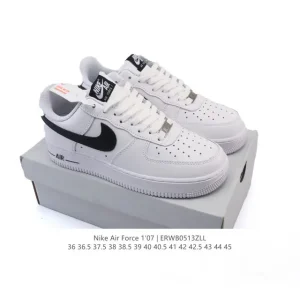 Nike Air Force 1 '07 Low White Leather Sneakers with Air Cushion