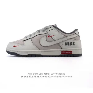 Nike Dunk Low Retro Vintage Basketball Sneakers with Leather Upper and Foam Midsole