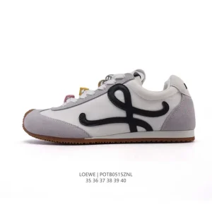Loewe Ballet Runner Leather Fabric Low Top Lace Up Sneakers