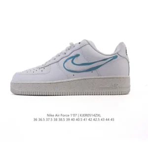 Nike Air Force 1 07 Low White Leather Sneakers with Air Cushioning