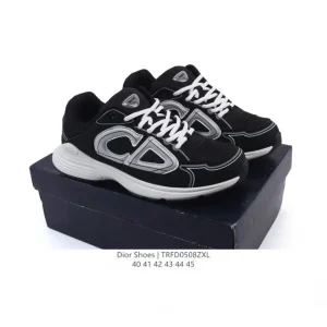 Dior Men's Low-Top Retro Running Shoes with Thick Sole