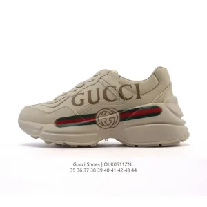 Gucci Rhyton Leather Platform Sneakers in White