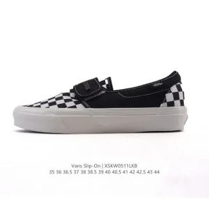 Vans Classic Slip-On Checkerboard Black White Canvas Skate Shoes for Men and Women