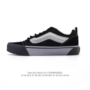 Vans Knu-Skool VR3 LX Leather Chunky Sneaker in Classic Black and White