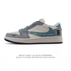 Jordan 1 Low OG SP Military Blue Snake Year Reverse Swoosh Leather Basketball Shoes