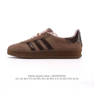 Adidas Originals Gazelle Indoor Retro Leather Sneakers with Gum Sole