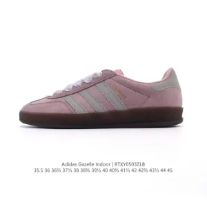Adidas Originals Gazelle Indoor Retro Leather Sneakers with Gum Sole