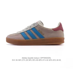 Adidas Originals Gazelle Indoor Retro Leather Sneakers with Gum Sole