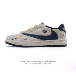 Jordan AJ1 Low Retro Black Swoosh Leather Basketball Shoes