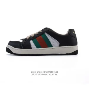 Gucci Screener Old Vintage Glitter Leather Sneakers with Thick Sole
