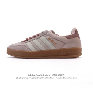 Adidas Originals Gazelle Indoor Retro Leather Sneakers with Gum Sole