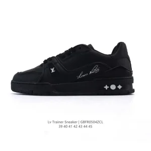 Louis Vuitton Trainer 2025 Men's Low Top Leather Sneaker with Thick Sole