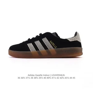 Adidas Originals Gazelle Indoor Retro Leather Sneakers with Gum Sole