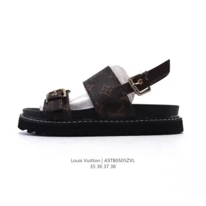 Louis Vuitton Large Logo Print Chunky Sole Sandals for Women