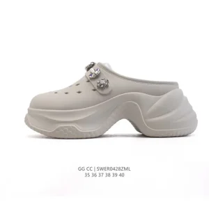 Gg Cc Luxury Leather Slip-On Sneakers for Women with 5cm Height Increase