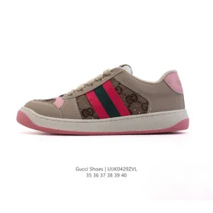 Gucci Screener Old Vintage Leather Sneakers with Thick Sole
