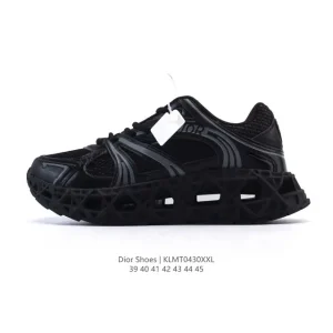 Dior Men's Low-Top Retro Sneakers with Thick Sole and Round Toe