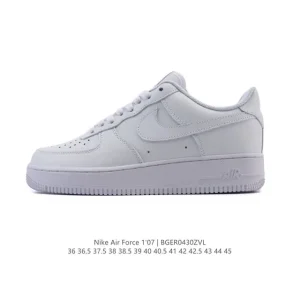 Nike Air Force 1 '07 Low White Leather Sneakers with Air Cushion
