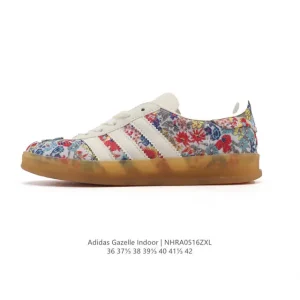 Adidas Originals Gazelle Indoor Retro Sneakers with Floral Print and Gum Sole