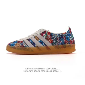 Adidas Originals Gazelle Indoor Retro Sneakers with Floral Print and Gum Sole