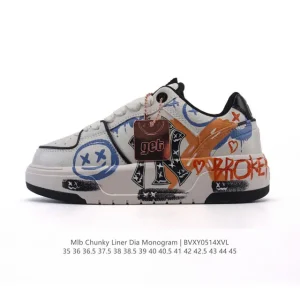 MLB Chunky Liner Mid Hand-Drawn Graffiti Streetwear Sneakers