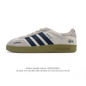 Adidas Originals Gazelle Indoor Retro Leather Sneakers with Gum Sole