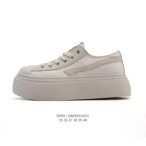 SMFK Cross Flower Chunky Platform Canvas Sneakers Vintage Dirty Look