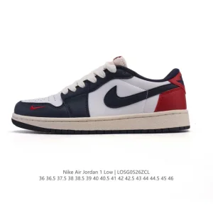 Jordan AJ1 Low Retro White Black Red Classic Basketball Shoes