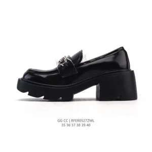 Gg Cc Luxury Women's Leather Shoes Classic Comfortable High Heels
