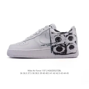 Nike Air Force 1 07 Low White Leather Sneakers with Air Cushion