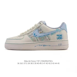 Nike Air Force 1 07 Low White Leather Sneakers with Bubble Sole