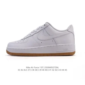 Nike Air Force 1 07 Low White Leather Sneakers with Air Cushioning