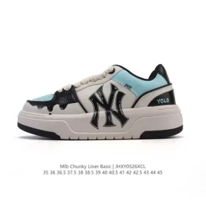 MLB Chunky Liner Mid Hand-drawn Graffiti Leather Sneakers with Reflective Details