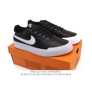 Nike Court Shot Men's and Women's Lifestyle Shoes White Black Leather