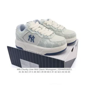 MLB Chunky Liner Mid Retro Street Canvas Shoes White Reflective Detail