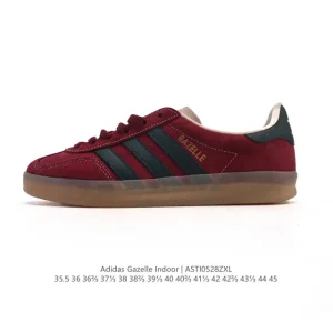 Adidas Originals Gazelle Indoor Retro Leather Sneakers with Gum Sole