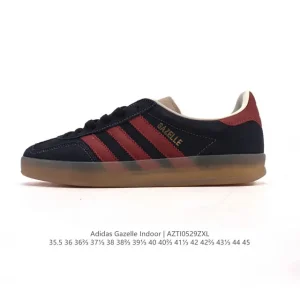 Adidas Originals Gazelle Indoor Retro Leather Sneakers with Gum Sole