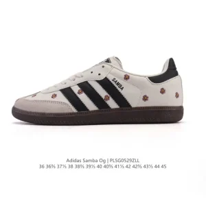 Adidas Samba Og Classic Sneakers Leather White Embroidered Flowers