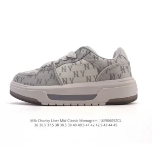 MLB Chunky Liner Mid Retro Street Style Canvas Shoes for Men and Women