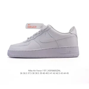 Nike Air Force 1 '07 Low White Leather Sneakers with Air Cushion