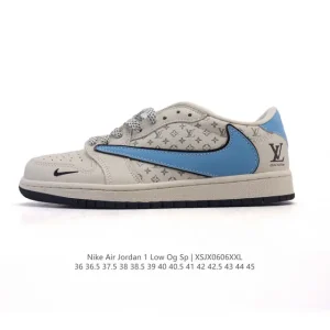 Jordan Military Blue Low Reverse Swoosh Leather Basketball Shoes