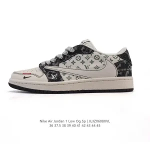 Jordan Military Blue Low OG SP Snake Year LV Collab Reverse Swoosh Sneakers