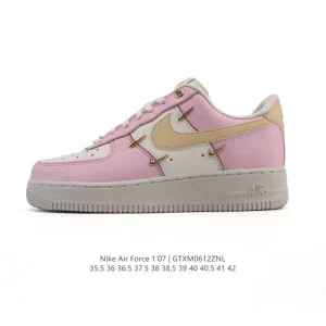 Nike Air Force 1 Low Leather White Metal Swoosh Air Cushion Casual Sneakers