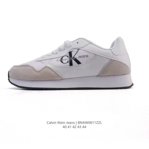 Calvin Klein Jeans Men's Low-Top Leather Sneakers with Retro Print