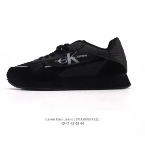 Calvin Klein Jeans Men's Low-Top Leather Sneakers with Retro Street Style