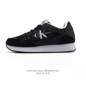 Calvin Klein Jeans Men's Low-Top Leather Sneakers Vintage Street Style