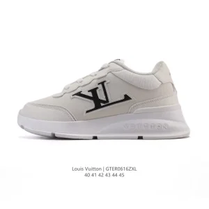 Louis Vuitton Classic White Leather Sneakers Men's Shoes