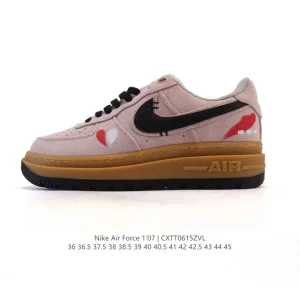 Nike Air Force 1 Luxe Low Top Leather Sneakers with Gold Stitching