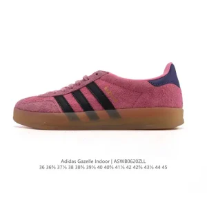 Adidas Originals Gazelle Indoor Retro Leather Sneakers with Gum Sole